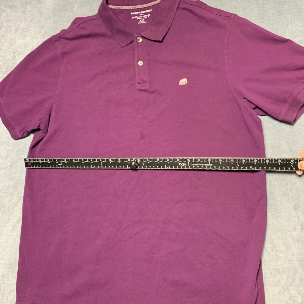Banana Republic Polo Shirt Mens 2XL Purple Performance Slim Fit Side Slit Logo